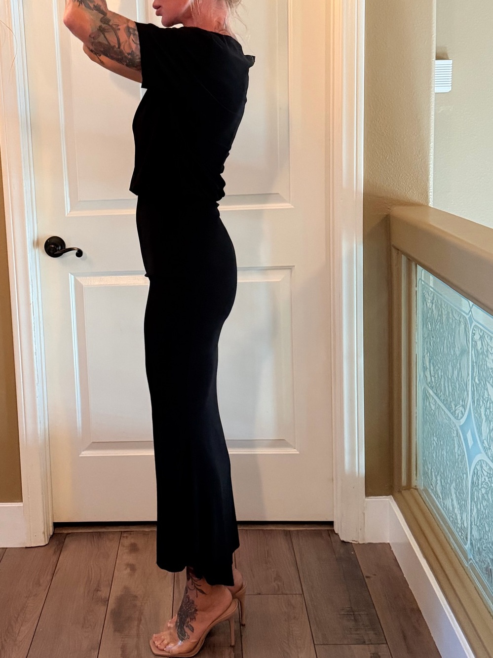 Norma Kamali Black Maxi Dress with Sleek Side Profile